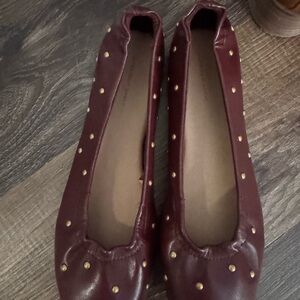 Studded Red/brown Ballet Flats